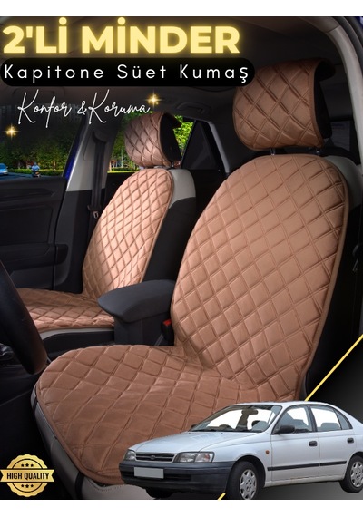 Toyota Carina Uyumlu 2'li Süet Oto Koltuk Minderi Terletmez Universal Tam Koruma A1 Kahverengi