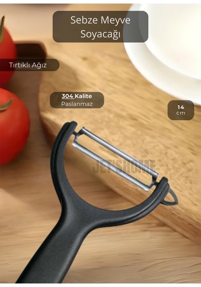 Meyve Soyacağı Paslanmaz Sebze Soyacağı Tırtıklı Soyacak Siyah 14 Cm Siyah