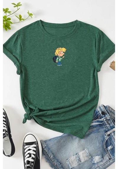 Flood Of Style Unisex Cedric Üzümlü Kekim Baskılı T-shirt Yeşil