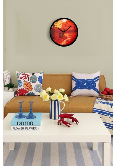 Sonbahar Mevsimi Doğa Manzarası Modern Duvar Saati - 25cm - Önü Camlı Siyah Kasa - Sessiz Mekanizma-jh0567 Siyah
