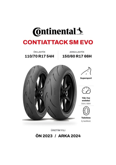 Continental Contiattack Sm Evo 110/70 R17 54h - 150/60 R17 66h Ön Arka Motosiklet Lastik Takımı 2023/2024
