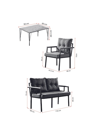 Saye Metal Bahçe Balkon Oturma Takımı 2+1+1+orta Sehpa Cappuccino Cappuccino