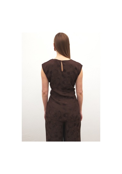 Sateen Camila Bluz - Kahve-137162 kahve