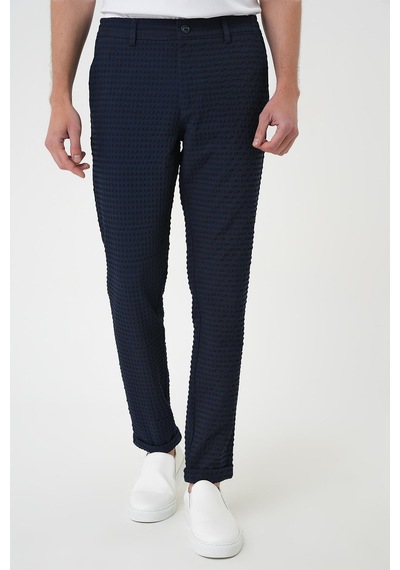 Efor Slim Fit Waffle Kumaş Esnek Pamuk Lacivert Pantolon P 1168 Lacivert
