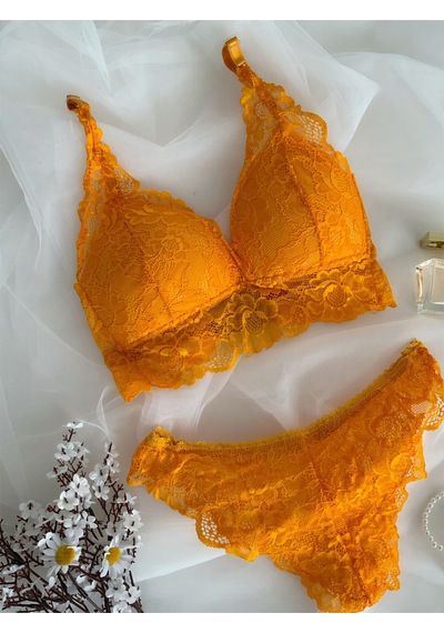 Mh Moony Homewears Premium Turuncu Bralet Takımı Turuncu
