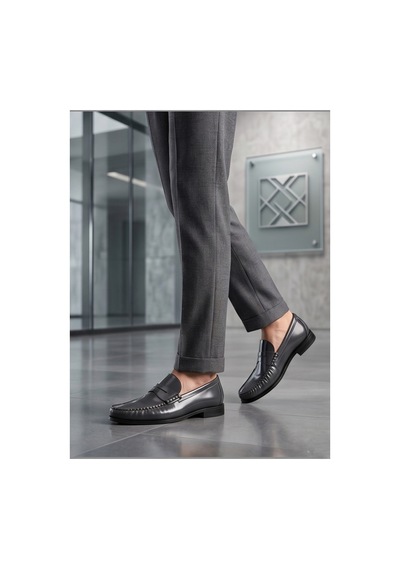 Crc Ayakkabı %100 Hakiki Deri Rugan Erkek Loafer - El İşçiliği Premium Klasik Ayakkabı - Burgundy Patent Gri