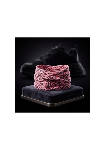 Last İcon Pembe Siyah Baklava Desenli Yassı Ayakkabı Bağcığı Spor Sneaker Çok Renkli