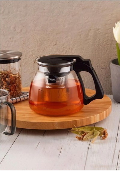 Luca Süzgeçli Cam Demlik - Çay Makinesi Uyumlu Cam Demlik - 900 Ml Şeffaf