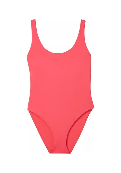 Calvin Klein Kadın Askılı Ck Yazı Desenler Slip Sırt Dekolte Esnek Kumaş Pembe Mayo-16186