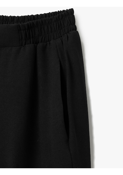 Koton Beli Lastikli Cepli Bol Paça Kumaş Pantolon Siyah 5sak40023ew Siyah