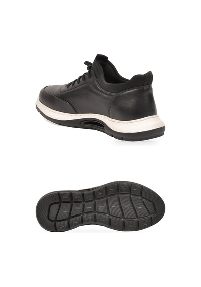 Komcero Kauçuk Tabanlı Siyah-beyaz Hakiki Deri Sneaker Erkek Casual Ayakkabı Hz2844-8225