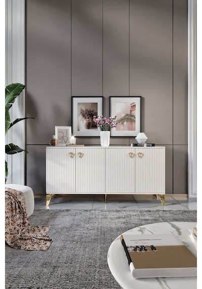 ZEUGMA KONSOL MDF MEBRAN KAPAK EKRU GOLD