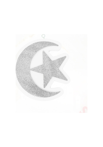 Ramazan Ay Yıldız Strafor Süs, 24cm X 22cm - Gümüş 0-99