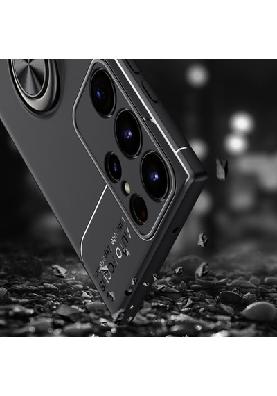 Samsung Galaxy Uyumlu S23 Ultra Kılıf Yüzüklü Magnetli Ravel Case Kapak