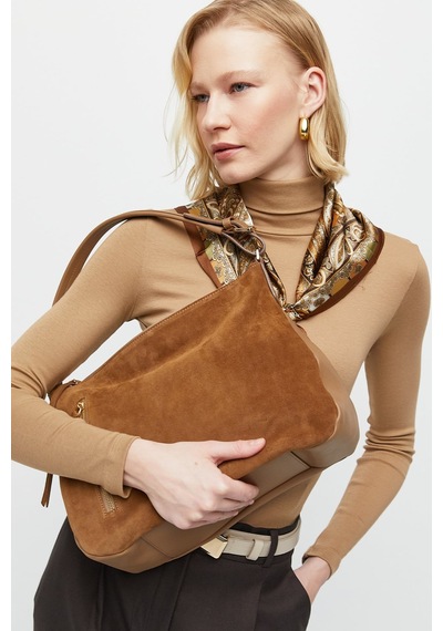 K&s Süet Omuz Çantası Camel