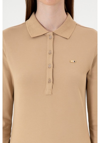 U.S. Polo Assn. Kadın Kum Basic Polo Yaka Sweatshırt 50313593-VR085