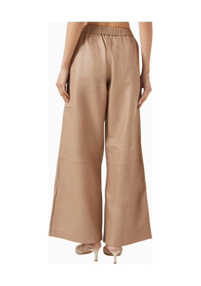 Represent Fuel Leather Pants, Lüks, Rahat Ve Şık Geniş Paça Deri Pantolon Bej