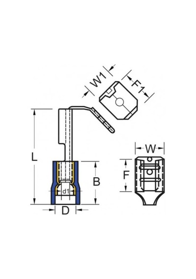 Tfdeg - 2862 1.5-2.5mm2 Erkek / Dişi Geri Dönüşlü Faston Tip Kablo Ucu Mavi - 100 Adet