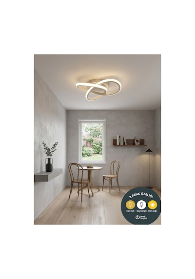 Snowflake Plafonyer Beyaz Modern Led Avize 3 Renk Premium Beyaz Modern Aydınlatma, Salon, Mutfak Ve Hol İçin