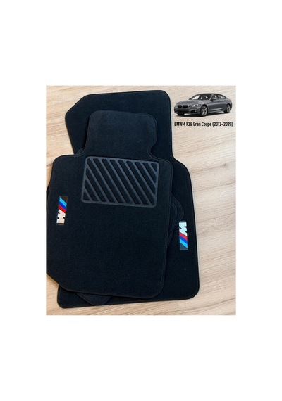 Oto Halı Paspas Seti Bmw 4 F36 Gran Coupe 2013 2020 Uyumlu Sport Kaymaz & Şık Tasarım - Siyah M Logolu