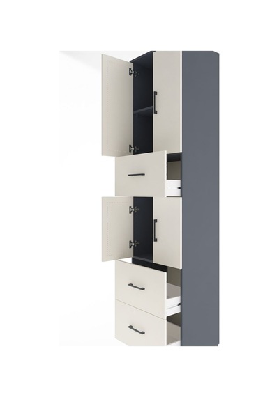 Hyperion Dolap 3 Raflı 3 Çekmeceli 4 Kapaklı 60x44x243 Antras... Antrasit