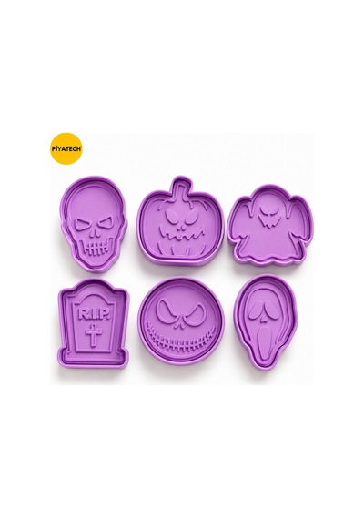 6'lı Cadılar Bayramı Halloween Temalı Kurabiye Ve Şeker Hamuru Kalıbı Seti - 3d Baskılı Şekillendirici
