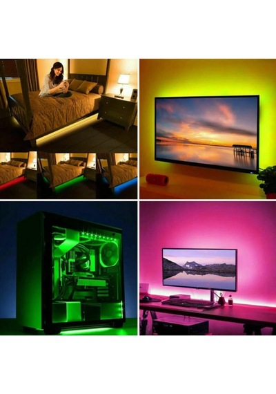 Tv Arkası Aydınlatma Otomobil Ayak Altı Led Monitor Gece Ambians Lambası Çok Renkli