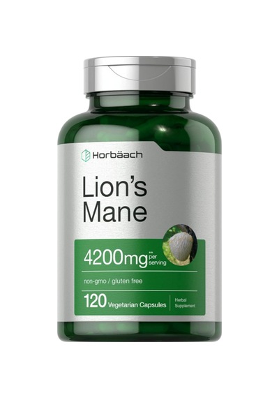 Horbäach Lions Mane Mushroom Extract 4200mg 120 Capsul Vege...