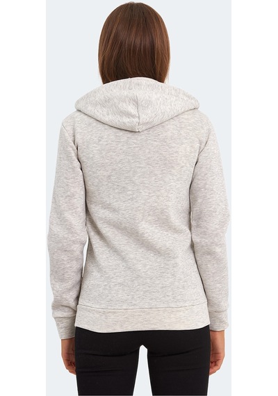 Slazenger KATYA Kadın Fermuarlı Kapüşonlu Cepli Gri Sweatshirt
