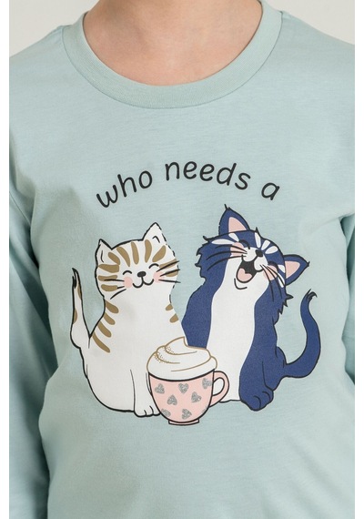 Rolypoly Anne Kız Who Needs A Hug Yeşil Uzun Kol Pijama Takım Rp3902-a-v2 Rp3902-a-v2
