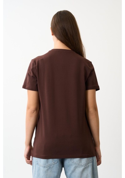 Alexandergardi Oversize Geniş Kalıp Bisiklet Yaka Baskılı T-shirt Kahverengi