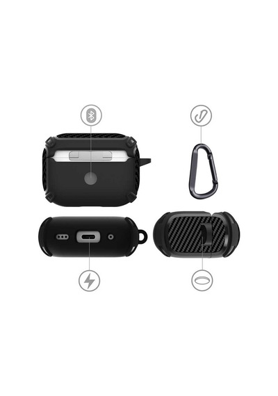 Apple Uyumlu AirPods Pro 2 Kılıf Sert Armor Karbon Görünüm A26