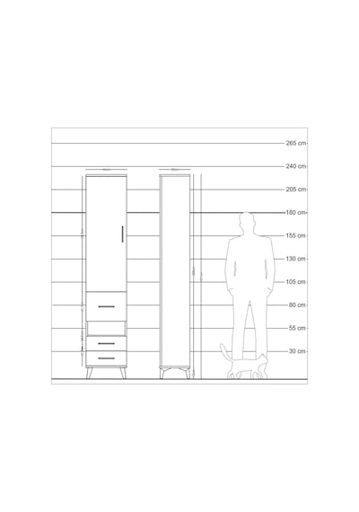 Arges Dolap 3 Raflı 3 Çekmeceli Tek Askılı 44x30x221 Aytaşı-antrasit Aytası