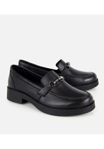 Hotiç Kadın Deri Siyah Metal Zincir Detaylı Klasik Loafer 01ayh334760a100 01ayh334760a100