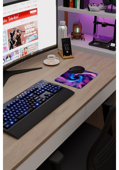 Galaksi Kaymaz Dikişli Kauçuk Oyuncu Mousepad V1 - 22x18 Gaming Mouse Pad Fare Altlığı