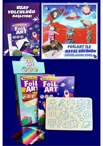 Foılart Peel & Press Yapışkanlı Renkli Basklı Folyo Sanatı 1 Li Uzay Temalı Set