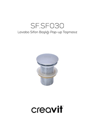 Creavit Lavabo Sifon Başlığı Pop-up Taşmasız Krom