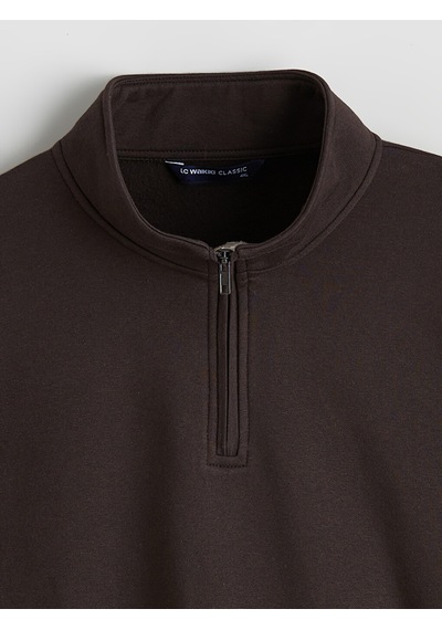 Lcwaıkıkı Classic Kahverengi Büyük Beden Dik Yaka Erkek Sweatshirt