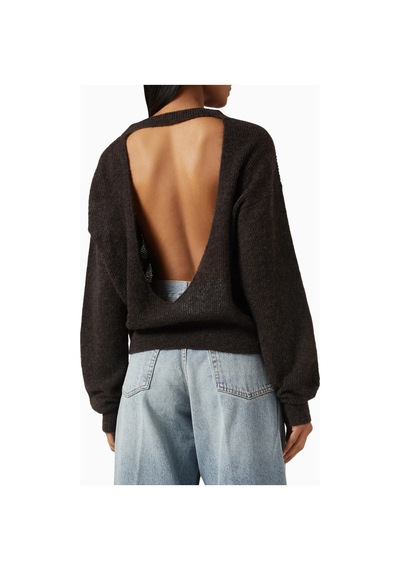 Haikure Blair Knit Sweater, Modern Açık Sırt Detaylı Kadın Triko Kazak Kahverengi