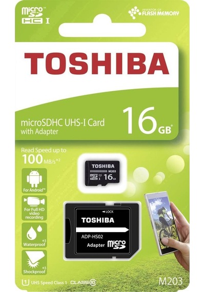 Toshiba High Speed M203 THN-M203K0160EA 16 GB MicroSDCH Class 10 UHS-I Hafıza Kartı + Adaptör