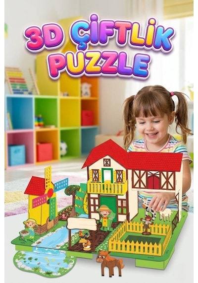 3d Puzzle Farm - Karakter Figürleri Ve Çiftlik Hayvanları İle Eğitici Oyuncak Çiftlik Seti