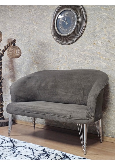 Zafir İkili Teddy Krom Kaplama Telli Ayak Çay Seti Koltuk İkili Berjer , Balkon, Salon, Ofis Kahverengi