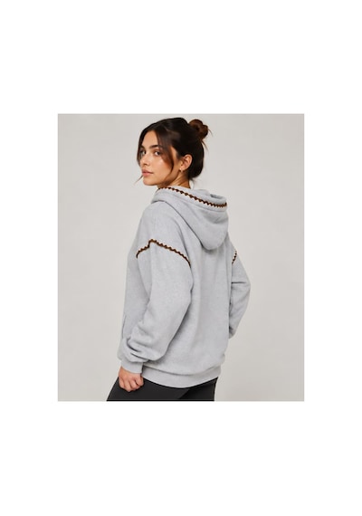 Herkesemoda Yaka Ve Kol Nakış Detaylı Kapüşonlu 2 İplik Şardonlu Sweatshirt Gri-kahve Herkesemoda Yaka Ve Kol Nakış Detaylı Kapüşonlu 2 İplik Şardonlu Sweatshirt Gri-kahve