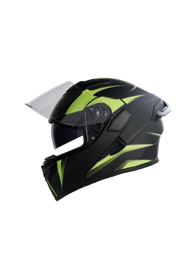 Kc-çene Açılır Vizörlü Kask Kc902b Mat Siyah - Neon Yeşil L E Belgeli