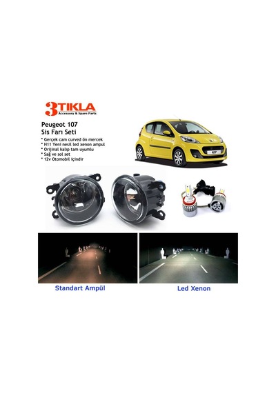 Peugeot 107 2005-2012 Beyaz Led Xenon Sis Farı Seti
