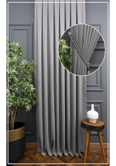 Evdepo Home Gri Fon Perde Tek Kanat (539795293) Gri
