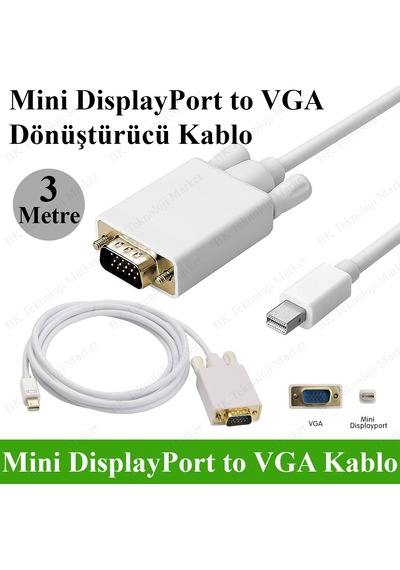 Yüksek Kalite Mini DisplayportThunderbolt-Vga Dönüştürücü Kablo