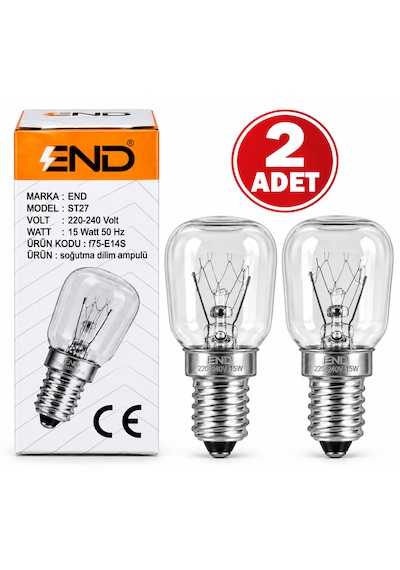2 Adet Buzdolabı Ampulü 15w E14 220-240v Soğutma Dolap Ampulü Şeffaf Cam 1