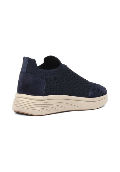 Erkek Lacivert Kalın Tabanlı Deri Sneaker