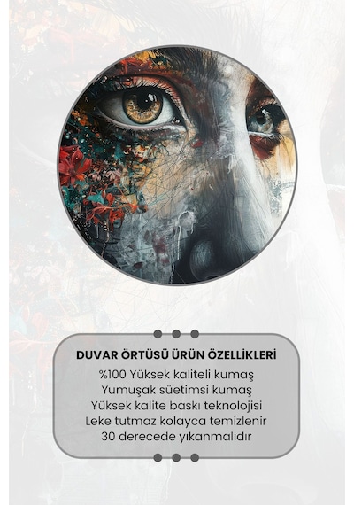 Renkli Silüet Desenli Duvar Halısı Duvar Örtüsü Tapestry Süet Dokulu Kumaş